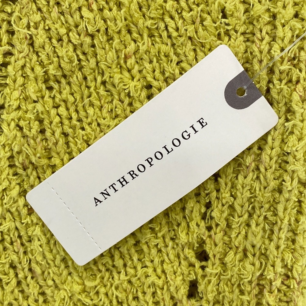 Anthropologie Sweater Tank Womens Small Pointelle Knit Oversized Yellow Beachy - Picture 6 of 13